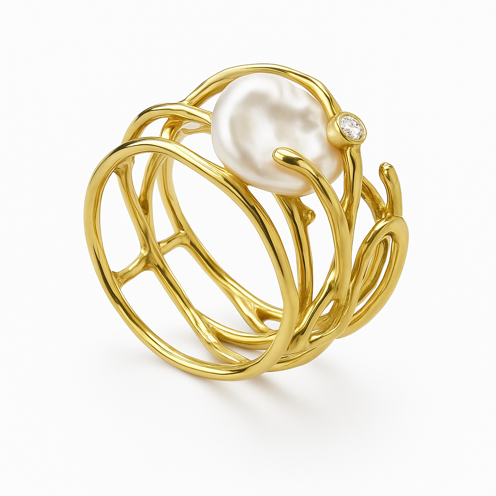 Retro Pearl Gold Ring - Matilda&Milo Jewels