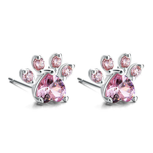 Rose Gold Paw Jewelry Set 4 Pieces with Zirconia Heart