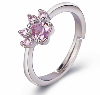 Rose Gold Paw Jewelry Set 4 Pieces with Zirconia Heart