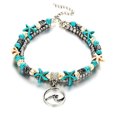 Beach Sea Star & Turtle Anklet