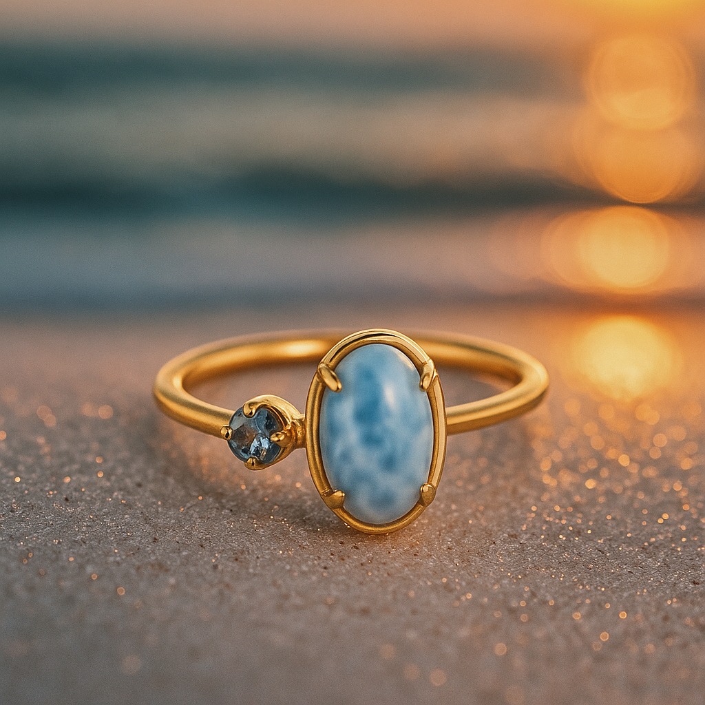 Celeste Wave – Ring in 925 silver with topaz