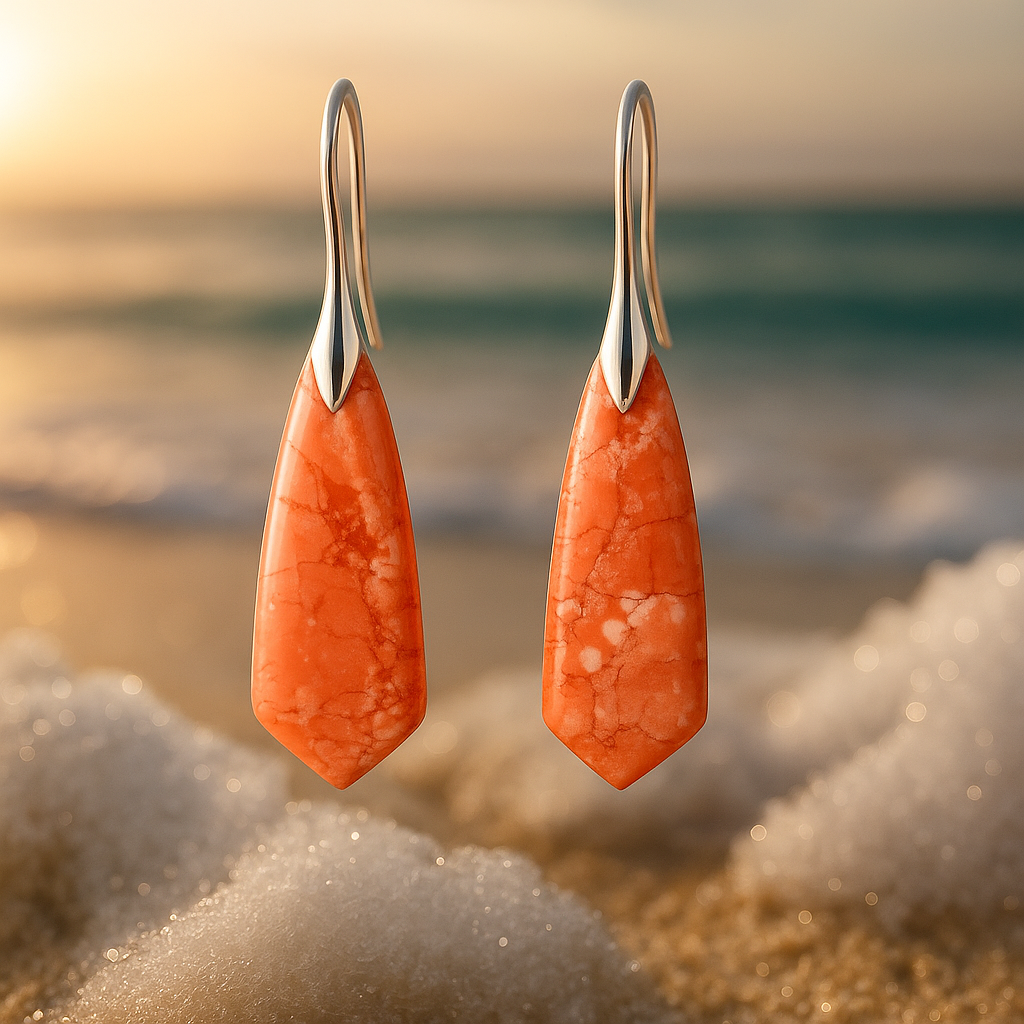 Coralia – Bright Coral Earrings