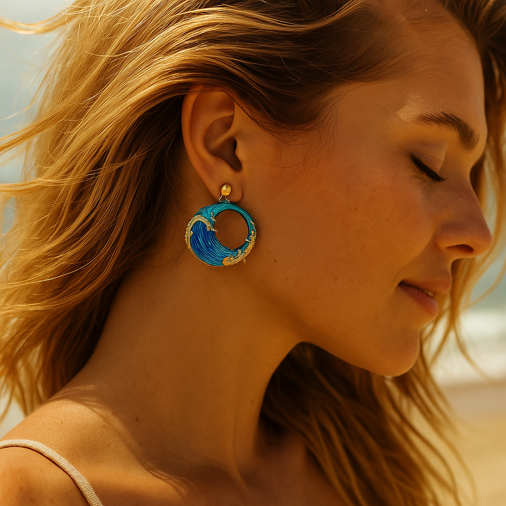 Elegant Hand-Painted Wave Earrings