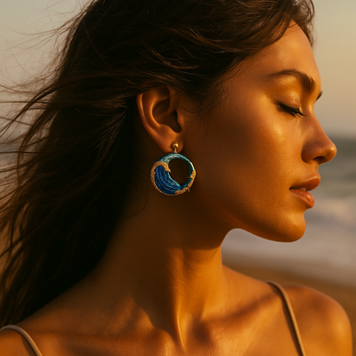 Elegant Hand-Painted Wave Earrings