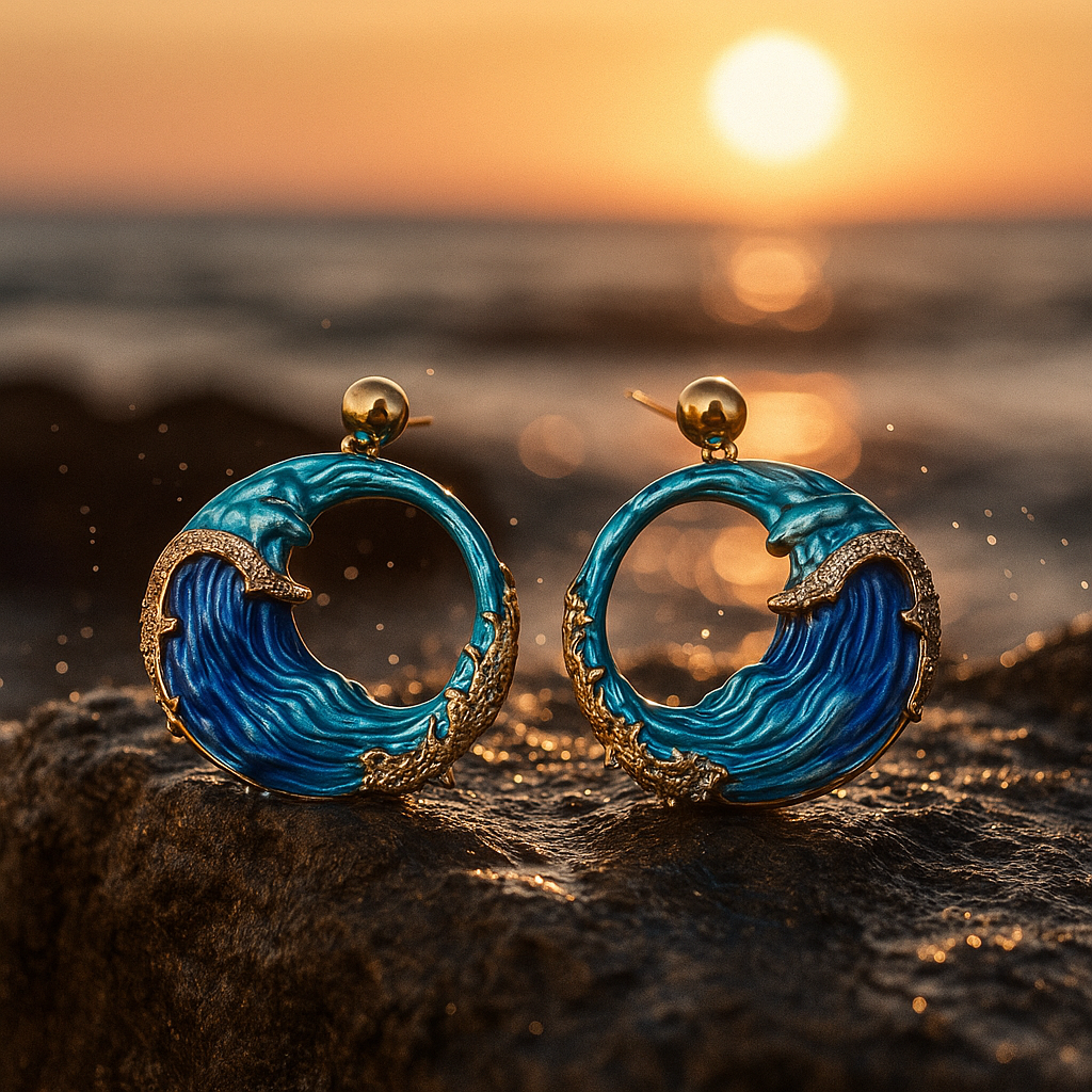 Elegant Hand-Painted Wave Earrings