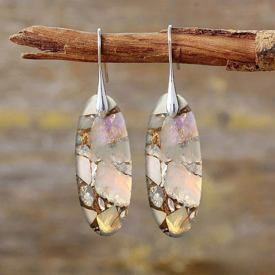 Vintage Oval Stone Earrings