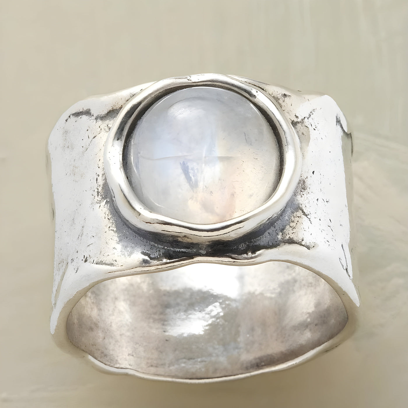 Silver ring with moonstone