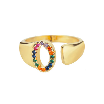 Olive - Gold Stainless Steel Initial Ring