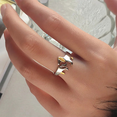 Silver Dachshund Adjustable Ring