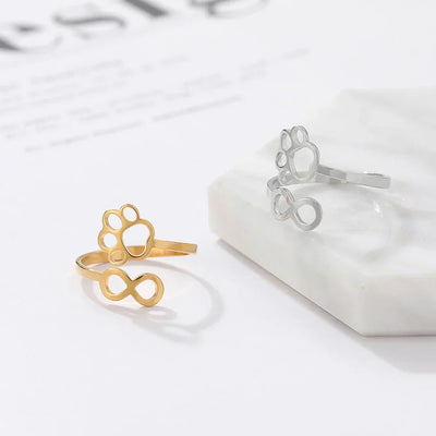 Adjustable Infinity Paw Ring Stainless Steel