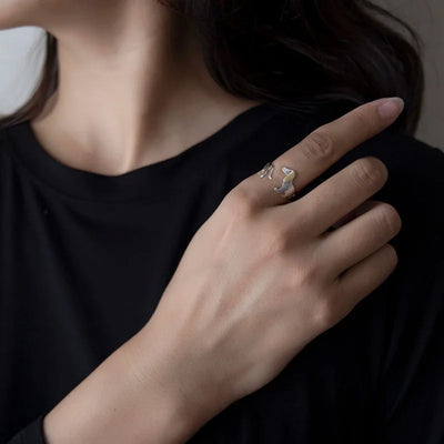 Silver Dachshund Adjustable Ring