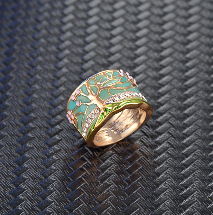 Tree Of Life Opal Blue Ring
