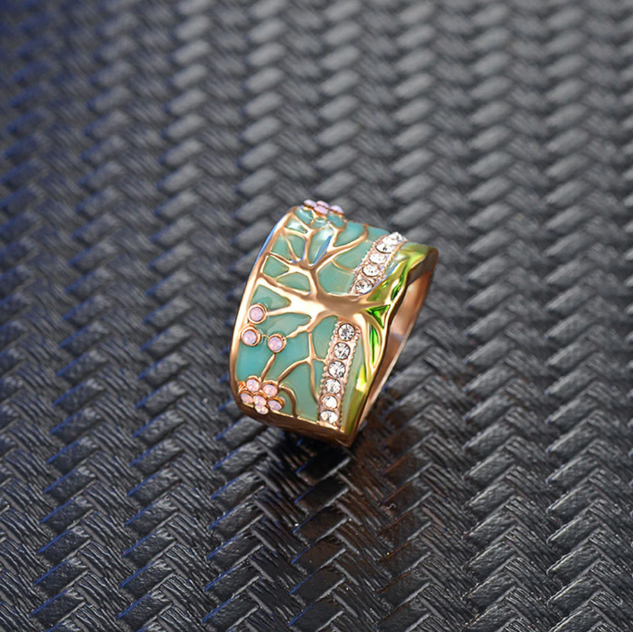 Tree Of Life Opal Blue Ring