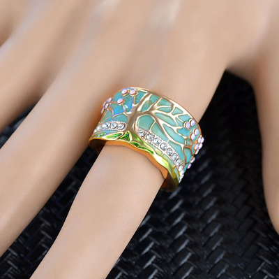 Tree Of Life Opal Blue Ring