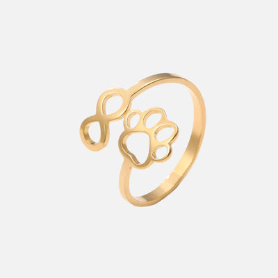 Adjustable Infinity Paw Ring Stainless Steel