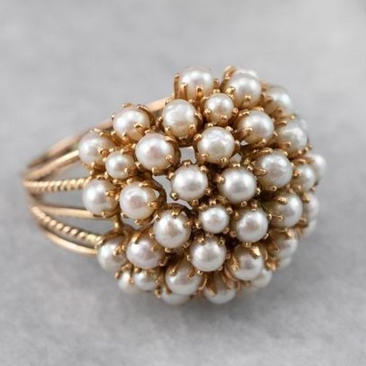 RIVKA | VINTAGE PEARL CLUSTER RING