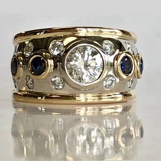 Vintage Gold Inlaid Zirconia Ring
