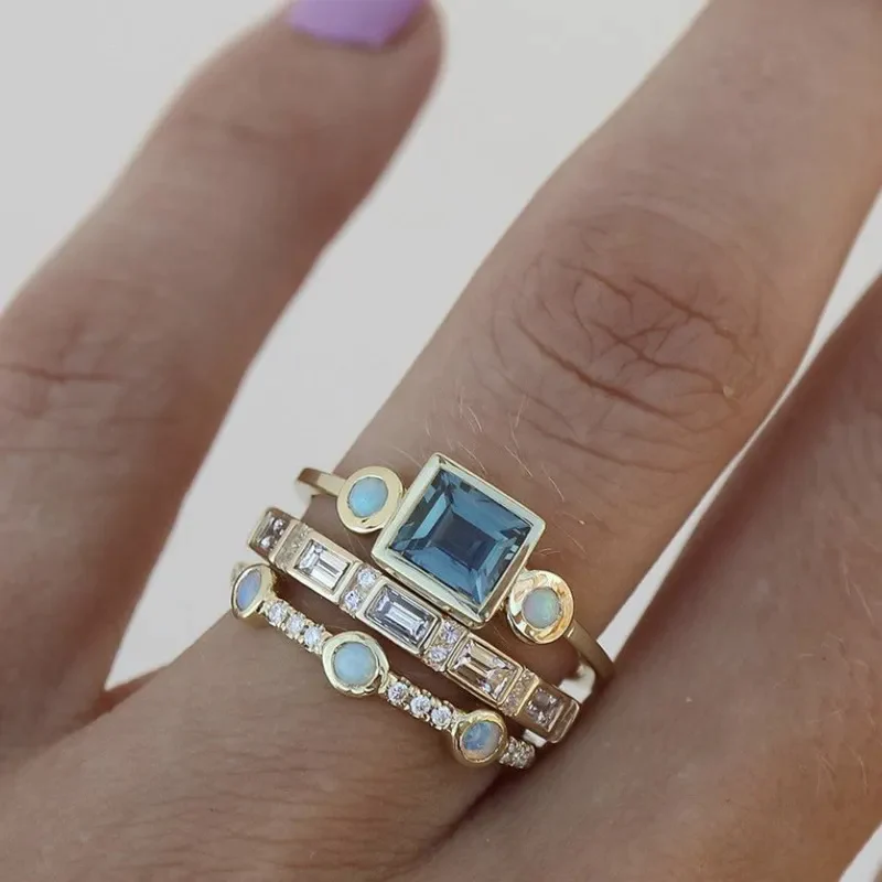 Coastal Charm Blue Ring Set