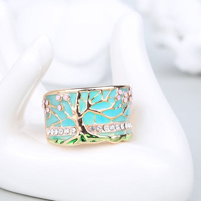 Tree Of Life Opal Blue Ring