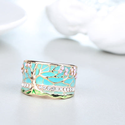 Tree Of Life Opal Blue Ring