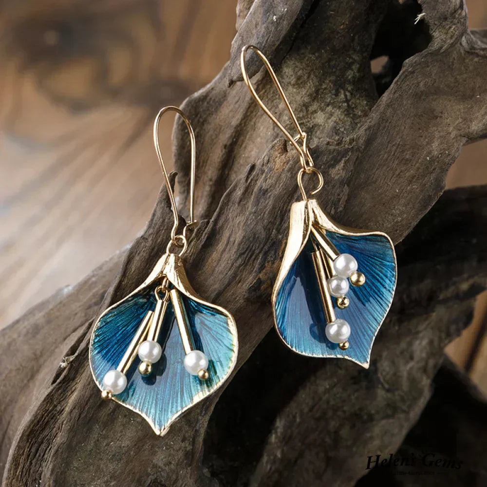 Vintage Blue Lotus Silver Earrings – Matilda&Milo Jewels